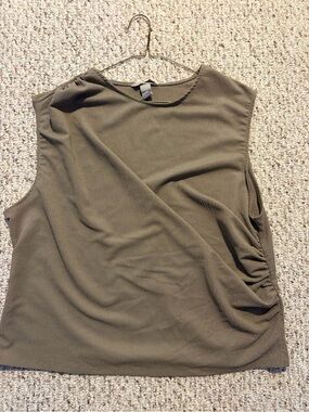 H&M Olive Green Sleeveless Wrap-Front Tank